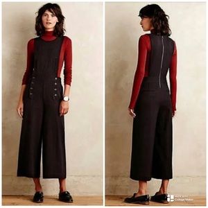 Anthropologie Cartonnier Bibbed Cropped Wide Leg Jumpsuit Size 8 (runs large)